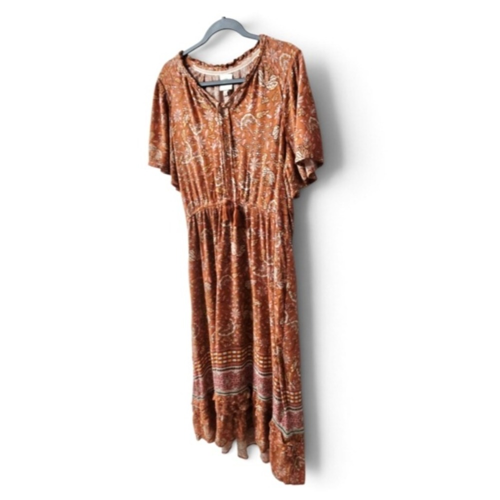 Knox Rose Maxi Dress Large Short Sleeve Boho Floral Tassel Boho Cottagecore Chic - Picture 10 of 12